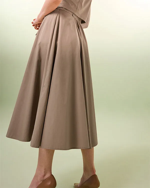BEIGE COTTON LOOSE MAXI SKIRT