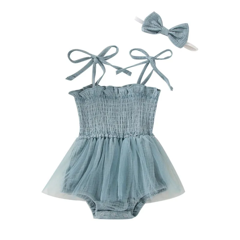 Sleeveless Tie-up Romper with Headband