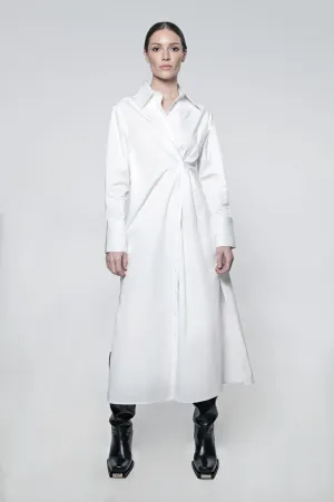 The Wrap Button Down Maxi Dress in White